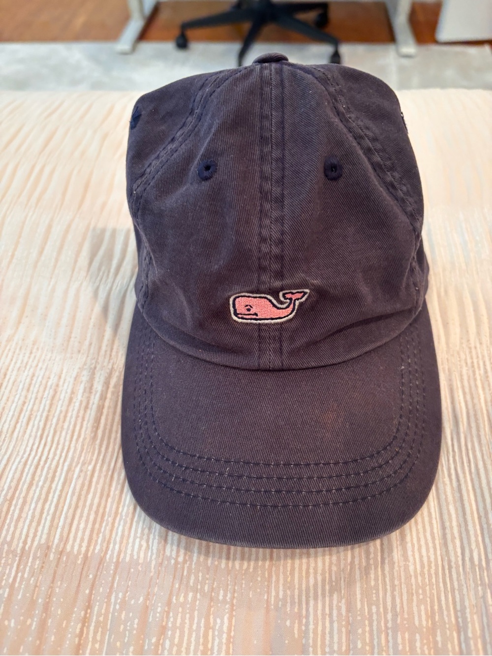 Vineyard Vines Dark Navy Cap with Pink Whale Patch